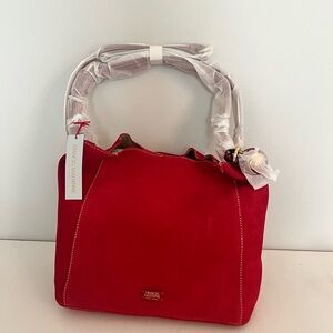 Frances Valentine Vibrant Red Suede Shoulder Bag